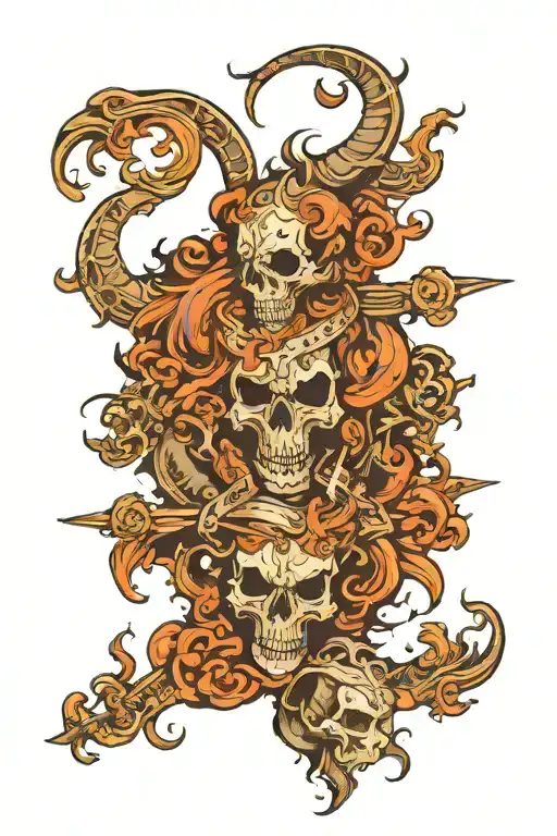 Skulls Clouds With Capricorn Zodiac Signs Merged Together