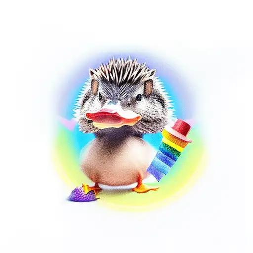 A Duck And A Hedgehog Crossing A Rainbow