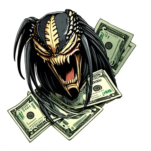 Predator Masked With Money And Cards