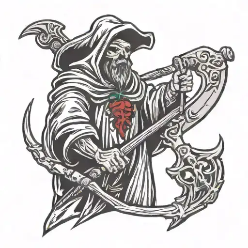 Carolina Reaper In Hood Holding Scythe