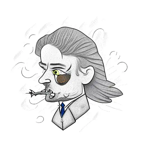 Man With Fish Head Blown By The Wind