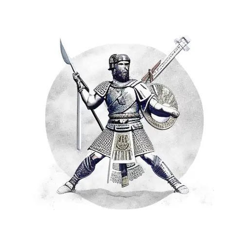 A Roman Legionary Holding A Banner With The Spqr Insignia