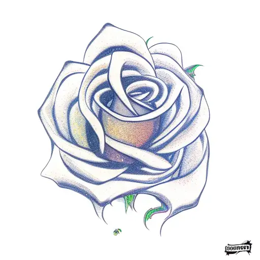 Dragon Intertwined With A Blooming Rose