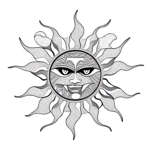 Sun In A Tribal Style