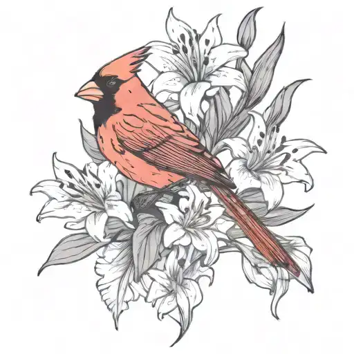 Cardinal And Lillies