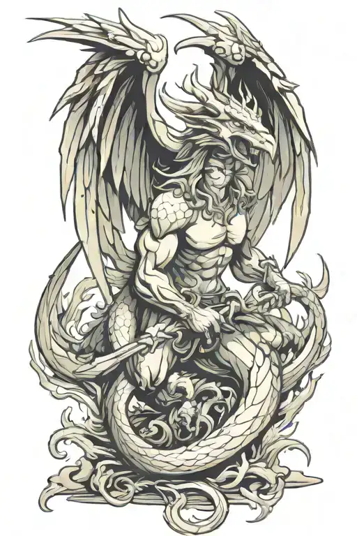 Angel Fighting Dragon