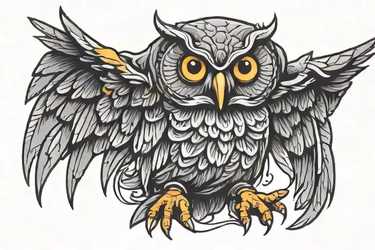 Owl With Wings Spread Wings