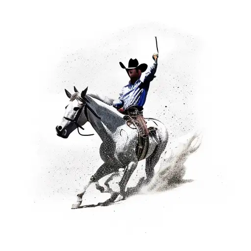 A Cowboy Riding A Wild Mustang Through The Arizona Desert