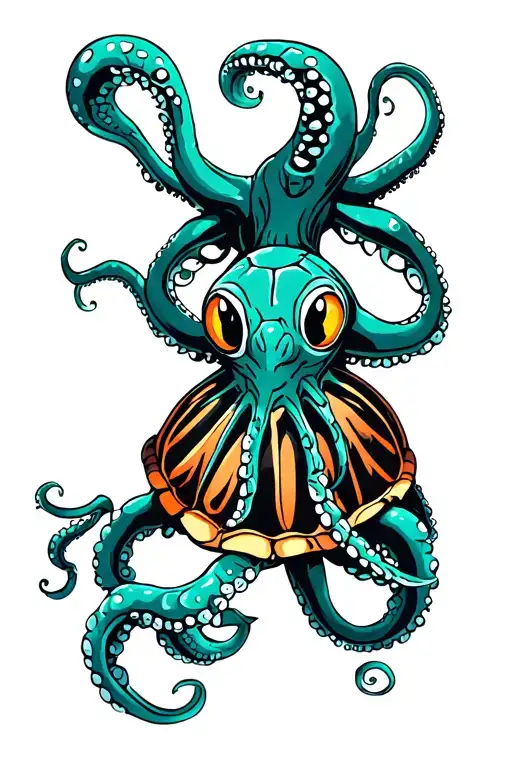 Octopus And A Theme Turtle
