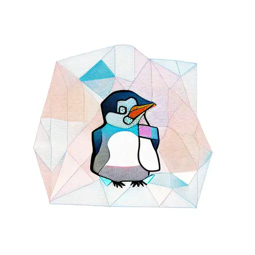 Penguin In Geometric Style With Lines