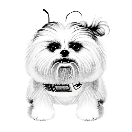 A Realistic Portrait Of A Shitzu Dog Playing A Video Game