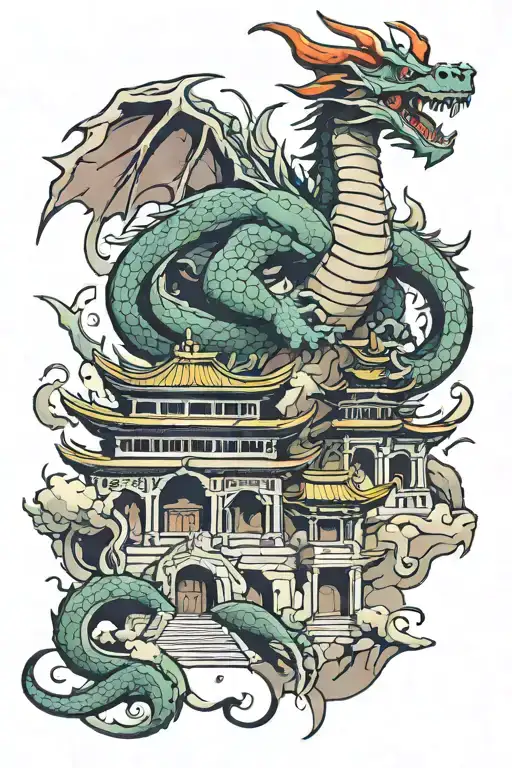 Dragon And Temple
