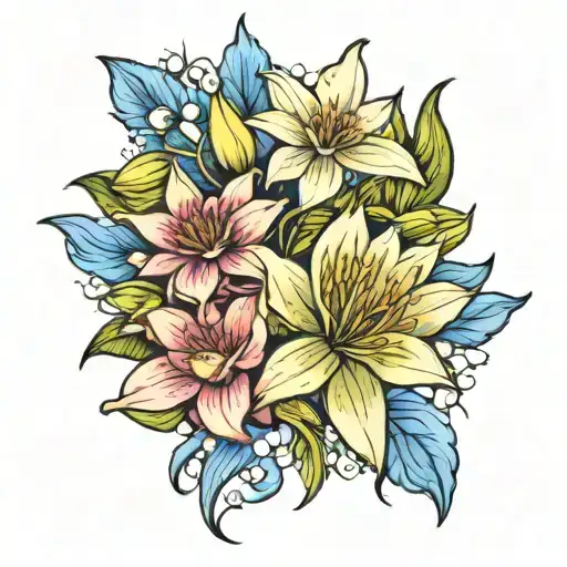 Larkspurs And One Water Lilly