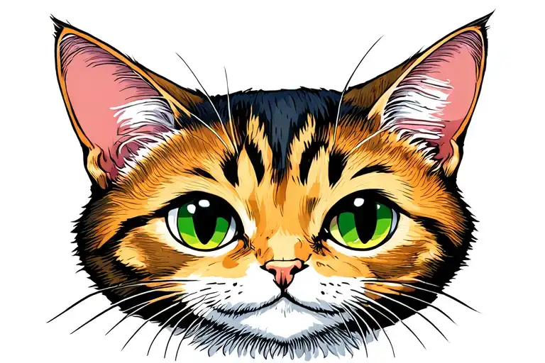 Head Of A Cat Lineart Tattoo Mjeri