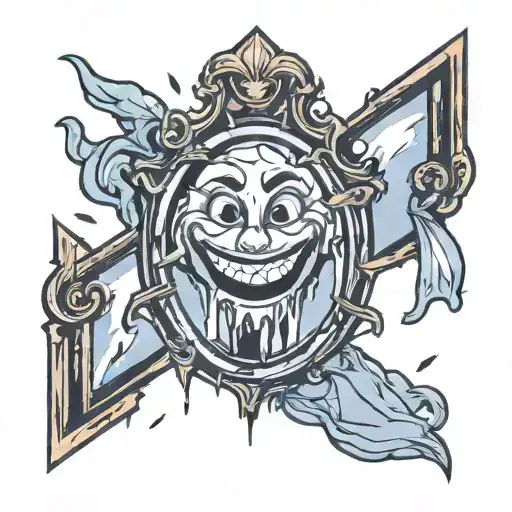 Broken Mirror With A Reflections Of A Smile Face