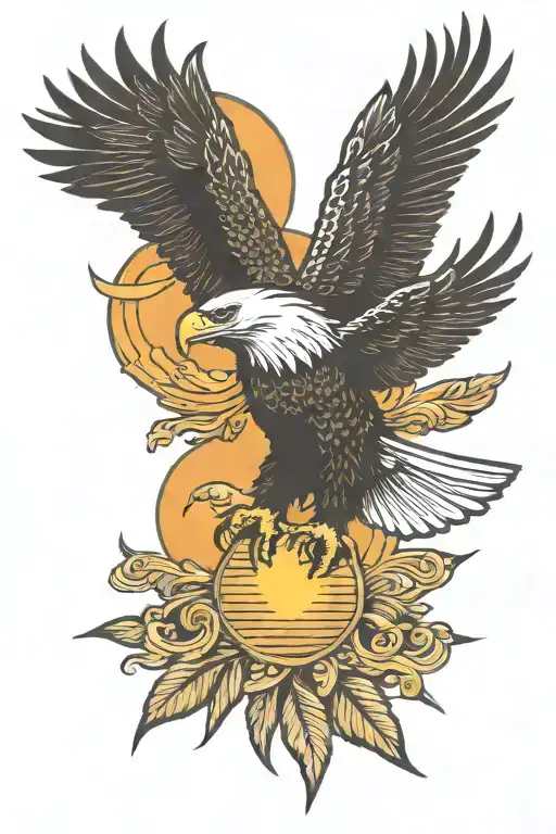 Eagle And Sun Setting Philippine Sun