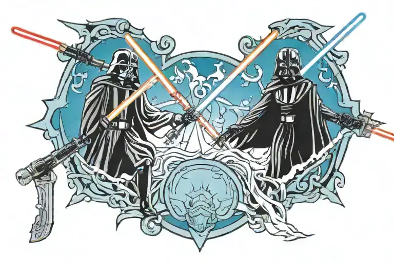 Star Wars Good Vs Evil Lightsabers Upper Back