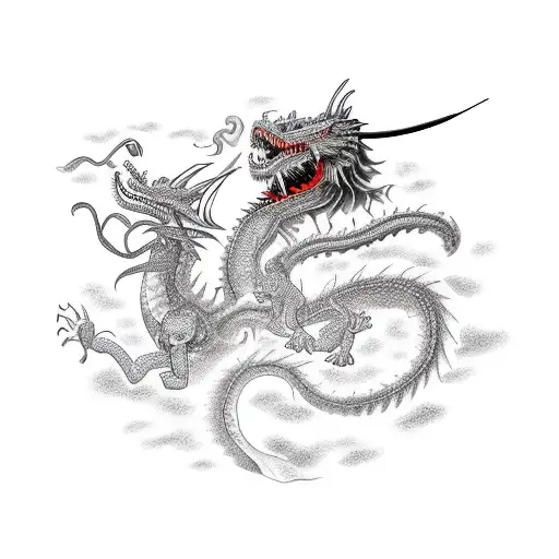 Samurai Warrior Riding A Dragon