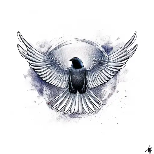 Crow Spreading Wings