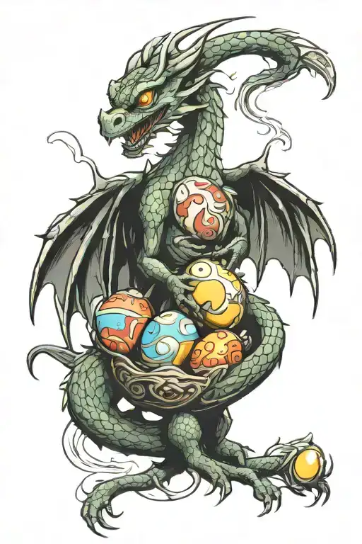 Dragon Protecting Eggs Representing Each Child