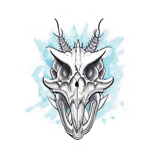 Dragon Skull With Cactus