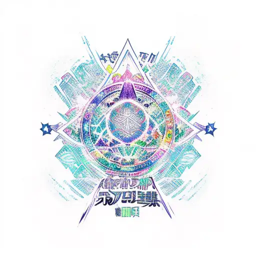 A Powerful Shaka Symbol Surrounded By Vibrant Anime Characters