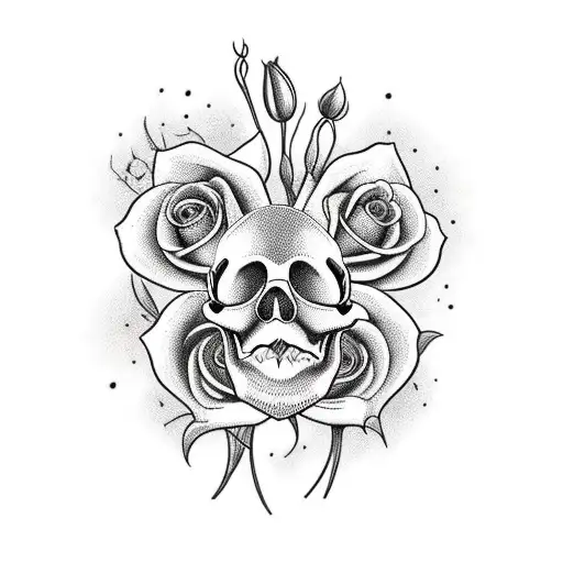 Skull Roses Lilies