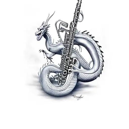 Dragon Playing Clarinet