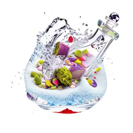 An Artistic Representation Of A Love Potion Bottle Overflowing With Colorful Ingredients From Nature