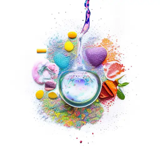An Artistic Representation Of A Love Potion Bottle Overflowing With Colorful Ingredients From Nature