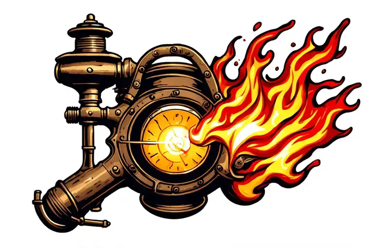 Gas Lamp & Tattoo Gun With Fire