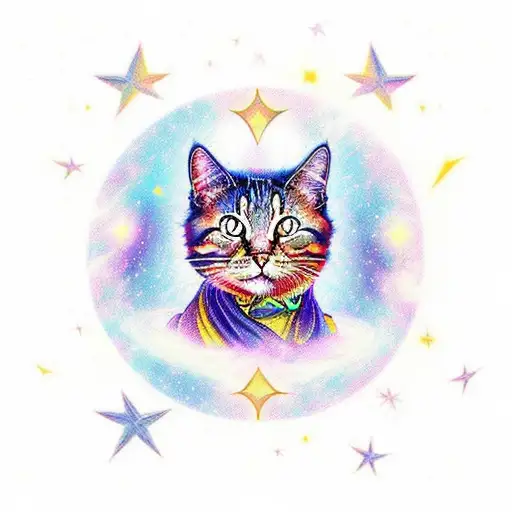 Celestial Cat Dancing Among The Stars