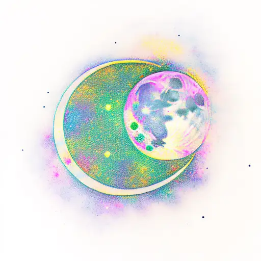 Moon Phase With Galaxy Colors