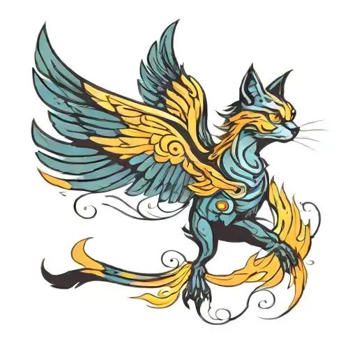 Cat Phoenix Flying