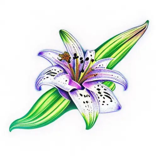 A Lily Flower Intertwined With The Rolling Stones Logo