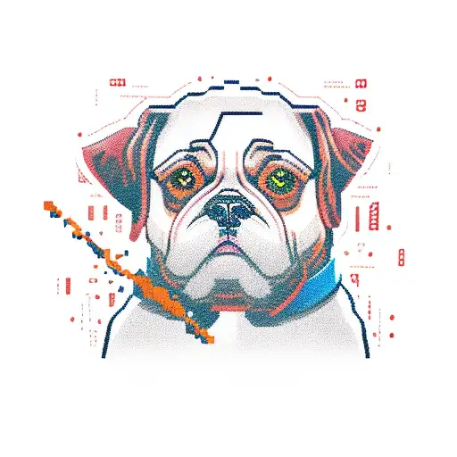 Pixelated Gaming Character Surrounded By Bacon And A Dog