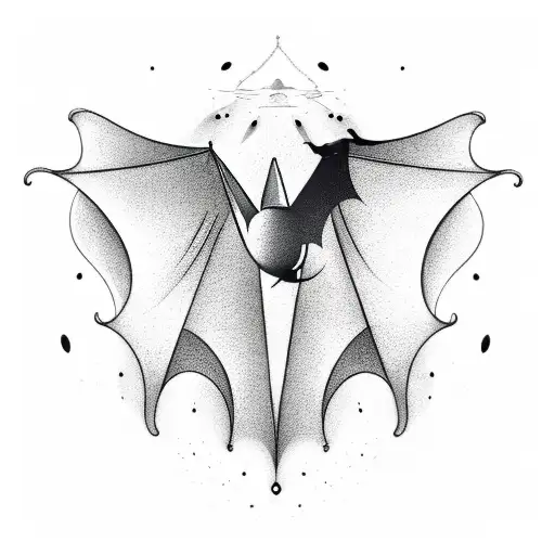 A Modern Art Inspired Tattoo Featuring A Bat And Ghost In A Surrealistic Composition