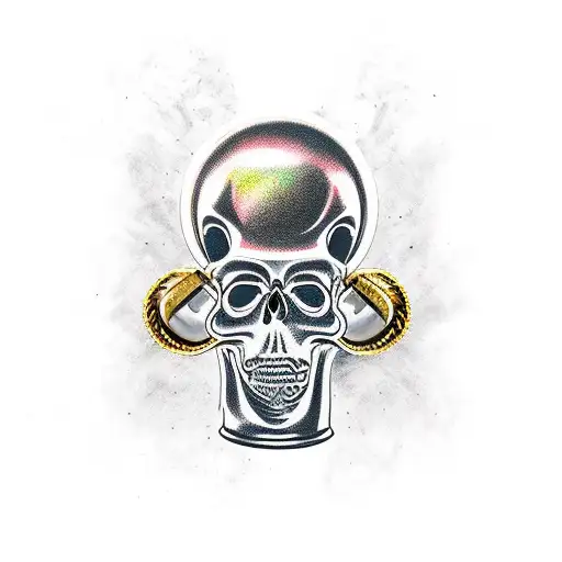 A Candy Skull With Brass Knuckles And A Gun