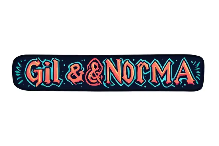 Arm Band Tattoo With A Name Of Gil And Norma In The Middle