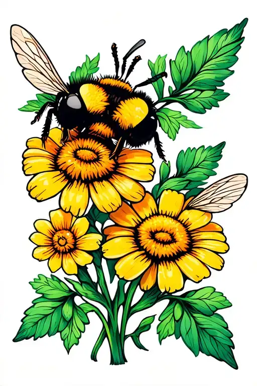 January And May Birth Flowers With 2 Little Bees