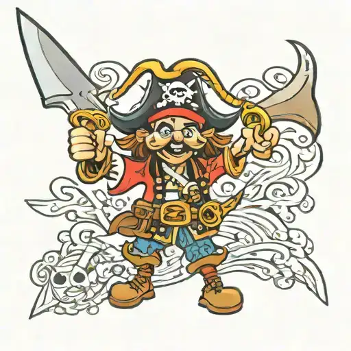 Playful Pirate Cartoon Happy
