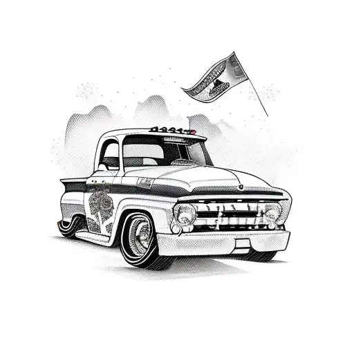 Lowrider Truck With Money Roses And A Banner Saying Shawn