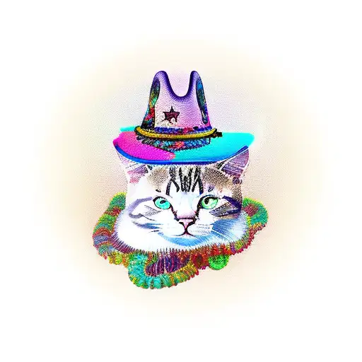 Cat With A Cowboy Hat And A Boa