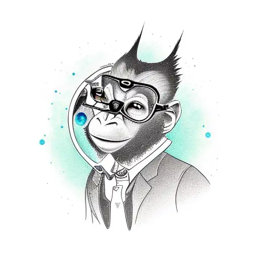A New-school Tattoo Of A Mischievous Monkey Juggling Cocktail Glasses