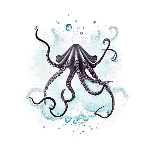 A New-school Tattoo Of A Playful Octopus Mixing Different Alcoholic Beverages