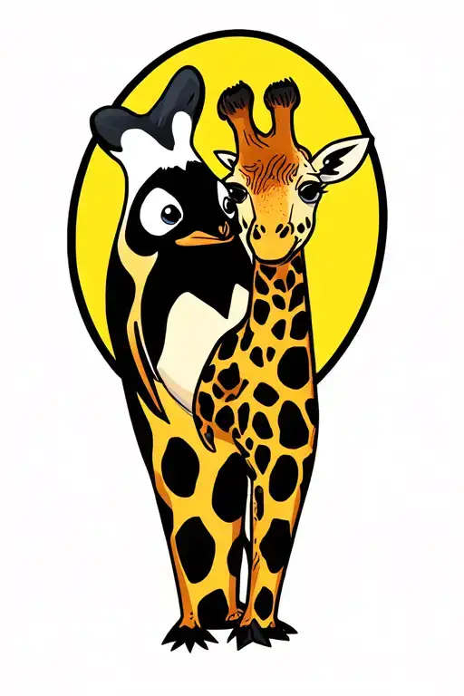 Penguin And Giraffe Best Friends