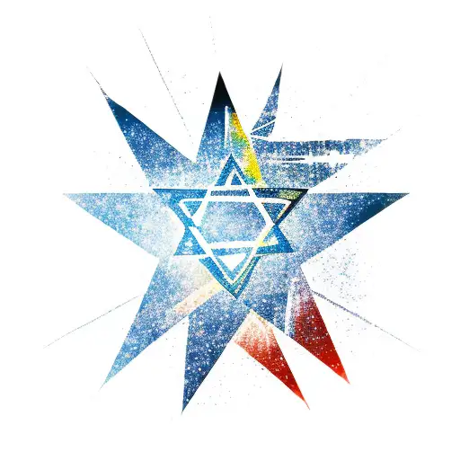 A Silhouette Of Table Mountain In South Africa With A Jewish Star In The Sky