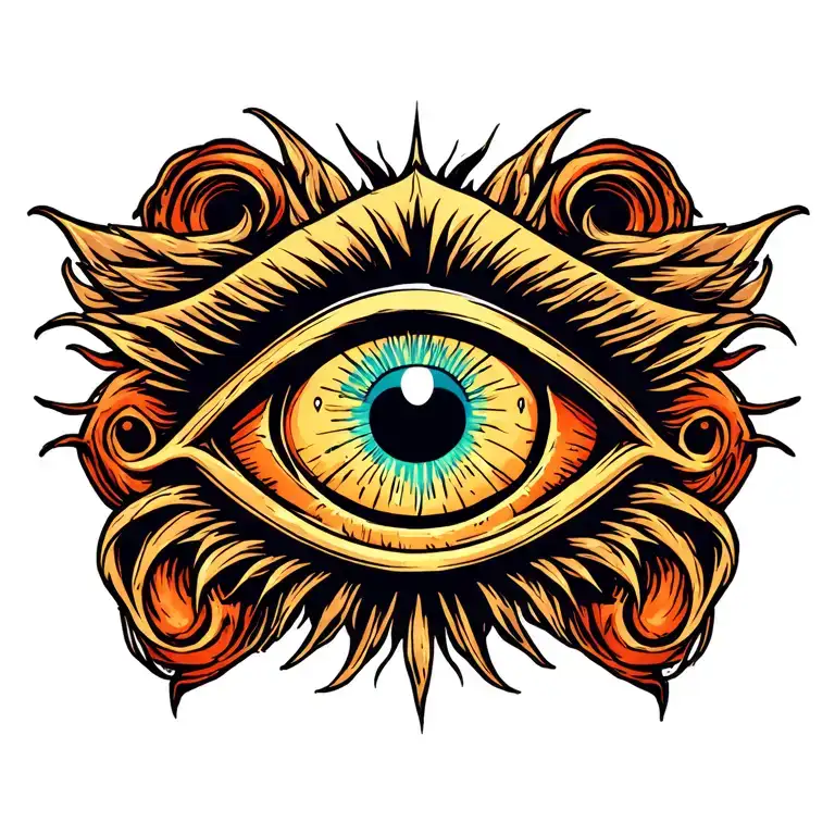 Men Evil Eye Chest Tattoo Design