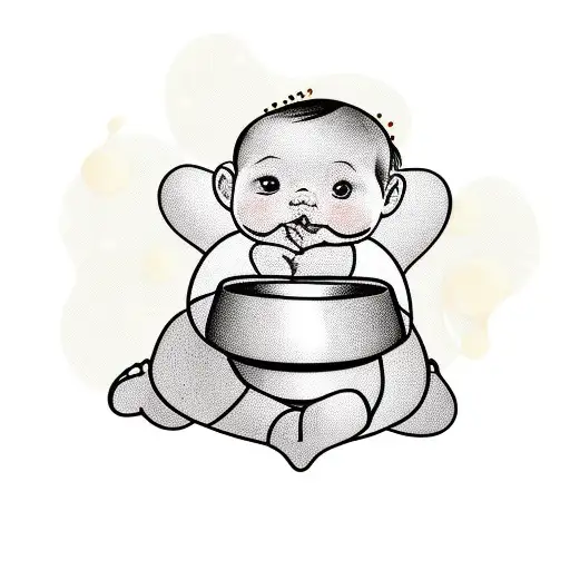 Chubby Baby Princess Holding A Pot Of Honey