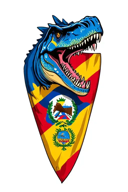 A Dinosaur With The Venezuela Flag